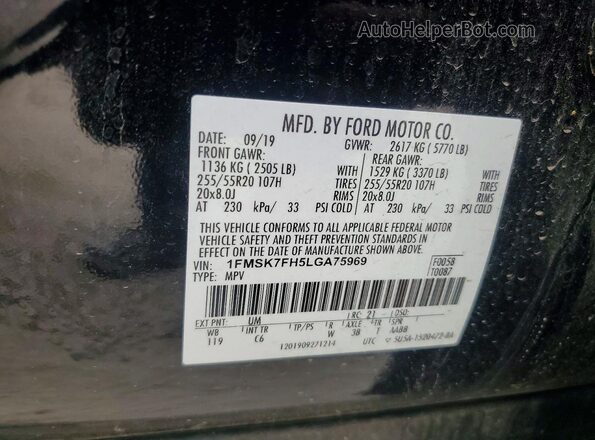 1FMSK7FH5LGA75969 2020 FORD EXPLORER Black VIN sticker view
