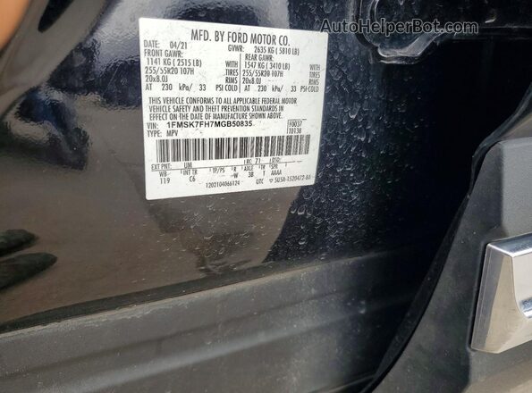 1FMSK7FH7MGB50835 2021 FORD EXPLORER Black Widok wnętrza 360 stopni