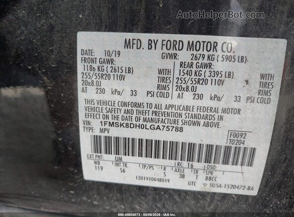 1FMSK8DH0LGA75788 2020 FORD EXPLORER Black Widok komory silnika