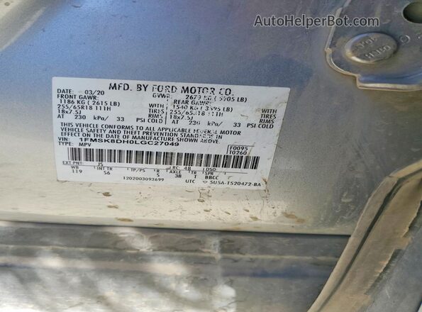 1FMSK8DH0LGC27049 2020 FORD EXPLORER Silver Շարժիչի բաժամունքի տեսք