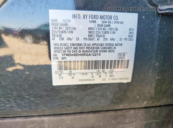 1FMSK8DH0RGA12215 2024 FORD EXPLORER Gray ძრავის განყოფილების ხედი