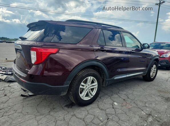 1FMSK8DH2NGB38294 2022 FORD EXPLORER Burgundy Trasero derecho