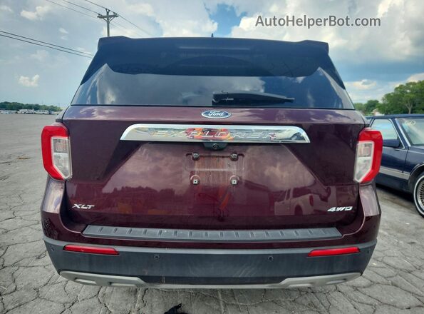 1FMSK8DH2NGB38294 2022 FORD EXPLORER Burgundy Vista trasera