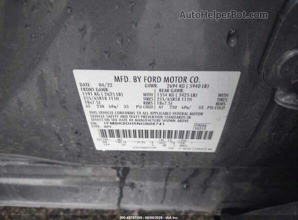 1FMSK8DH5NGB08741 2022 FORD EXPLORER Black Engine compartment view