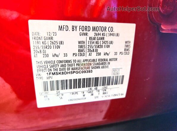 1FMSK8DH5PGC09393 2023 FORD EXPLORER Red Widok komory silnika