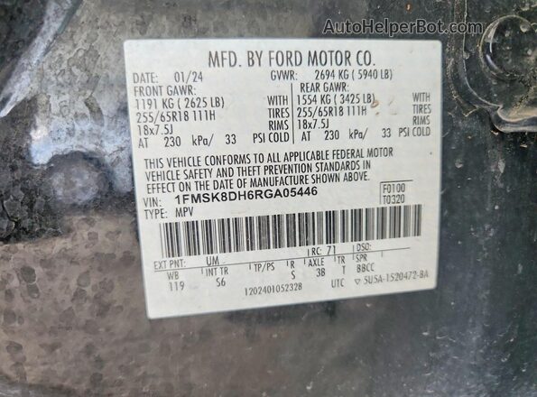 1FMSK8DH6RGA05446 2024 FORD EXPLORER Black 