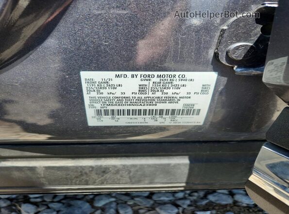 1FMSK8DH8NGA23909 2022 FORD EXPLORER Gray Widok naklejki z numerem VIN