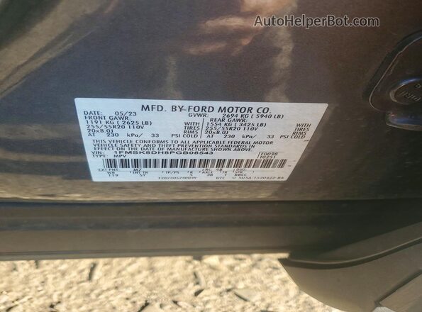1FMSK8DH8PGB08543 2023 FORD EXPLORER Gray Вид наклейки з VIN-кодом