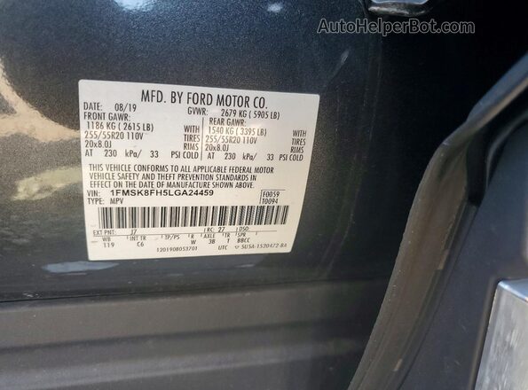 1FMSK8FH5LGA24459 2020 FORD EXPLORER Gray VIN կոդի պիտակի տեսք