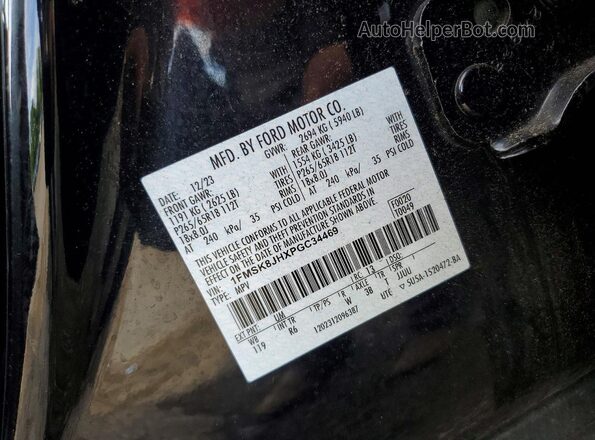 1FMSK8JHXPGC34469 2023 FORD EXPLORER Black Widok naklejki z numerem VIN
