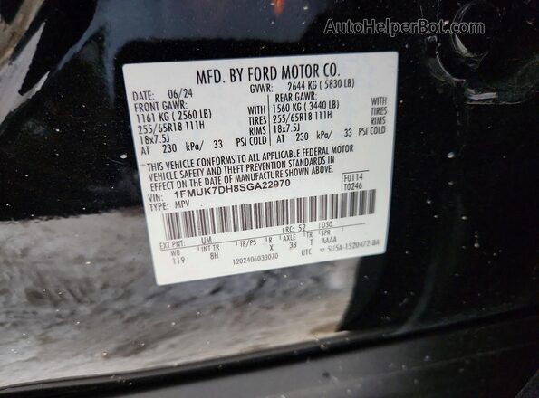 1FMUK7DH8SGA22970 2025 FORD EXPLORER Black Вид наклейки з VIN-кодом
