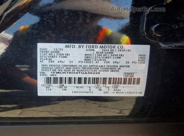 1FMUK7KH4TGA56229 2026 FORD EXPLORER Black VIN sticker view