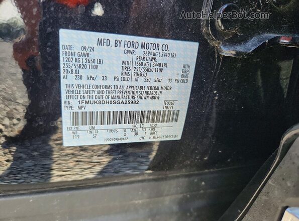 1FMUK8DH0SGA25982 2025 FORD EXPLORER Black Widok wnętrza 360 stopni