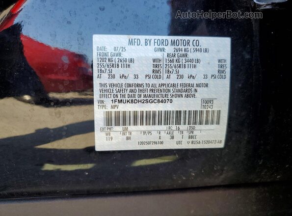 1FMUK8DH2SGC84070 2025 FORD EXPLORER Black Вид підкапотного простору