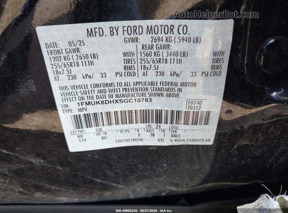 1FMUK8DHXSGC10783 2025 FORD EXPLORER Black Vista del compartimento del motor