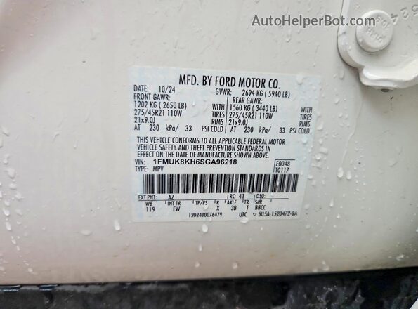 1FMUK8KH6SGA96218 2025 FORD EXPLORER Белый Вид подкапотного пространства
