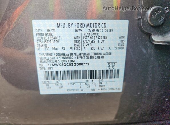 1FMWK8GC0SGD06771 2025 FORD EXPLORER Gray 360 interior view
