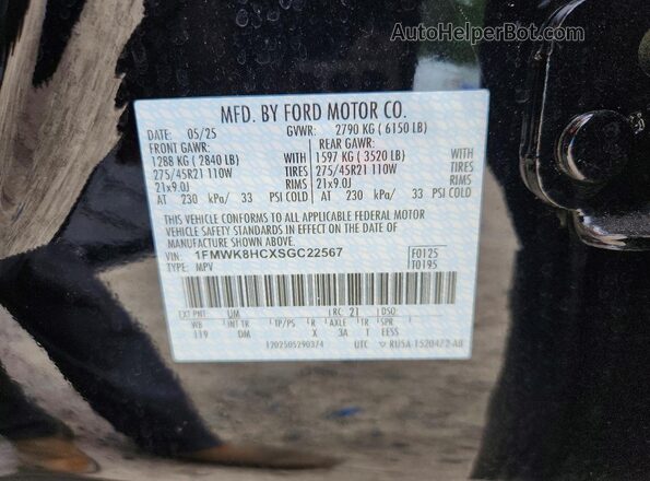 1FMWK8HCXSGC22567 2025 FORD EXPLORER Black Widok komory silnika