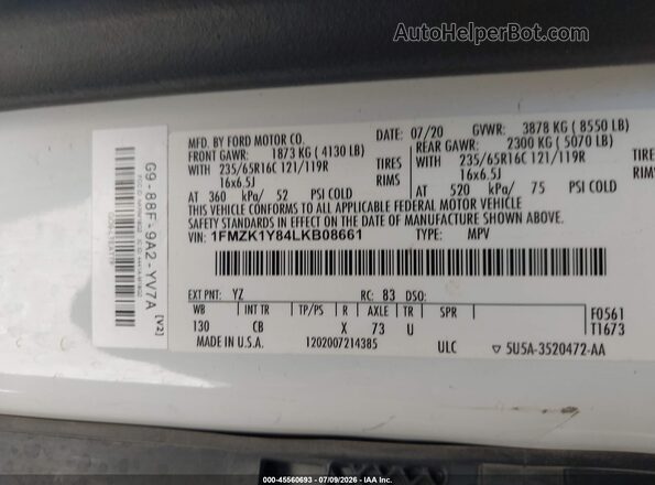 1FMZK1Y84LKB08661 2020 FORD TRANSIT-150 PASSENGER VAN Белый Вид подкапотного пространства