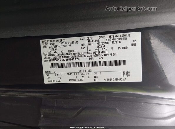 1FMZK1YM0JKB42476 2018 FORD TRANSIT-150 Black Вид підкапотного простору