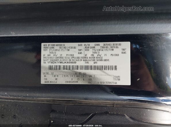 1FMZK1YM6JKA99889 2018 FORD TRANSIT-150 Black Вид підкапотного простору