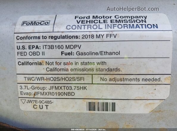 1FMZK1ZM4JKB35982 2018 FORD TRANSIT-150 White Vista del cuadro de instrumentos