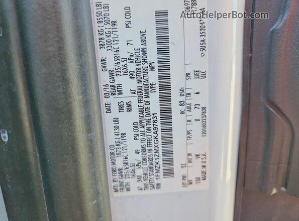 1FMZK1ZMXGKA97831 2016 FORD TRANSIT White 360 interior view