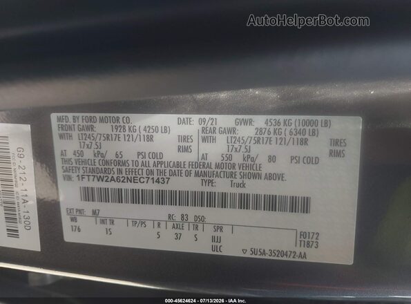 1FT7W2A62NEC71437 2022 FORD F-250 Gray Engine compartment view