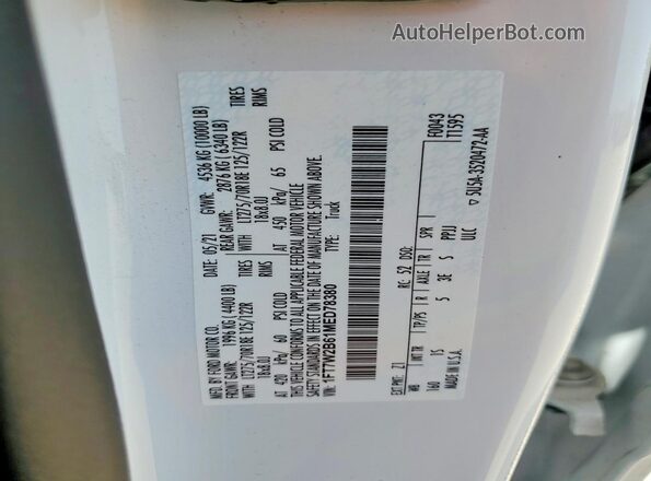 1FT7W2B61MED78380 2021 FORD F250 White Շարժիչի բաժամունքի տեսք