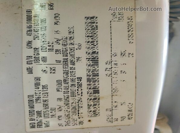 1FT7W2B64JEC08848 2018 FORD F250 White Շարժիչի բաժամունքի տեսք
