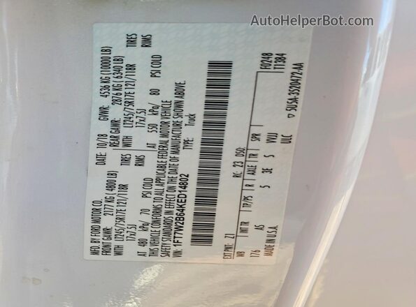 1FT7W2B64KED14802 2019 FORD F250 White Engine compartment view