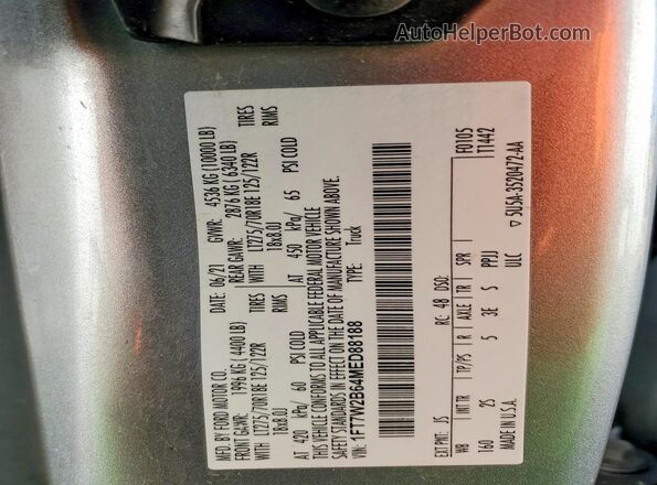 1FT7W2B64MED88188 2021 FORD F250 Серебряный Вид подкапотного пространства