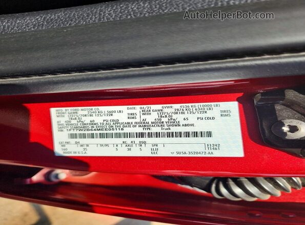 1FT7W2B64MEE05118 2021 FORD F250 Red ძრავის განყოფილების ხედი