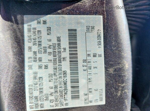 1FT7W2B66MEC18365 2021 FORD F250 Gray VIN sticker view