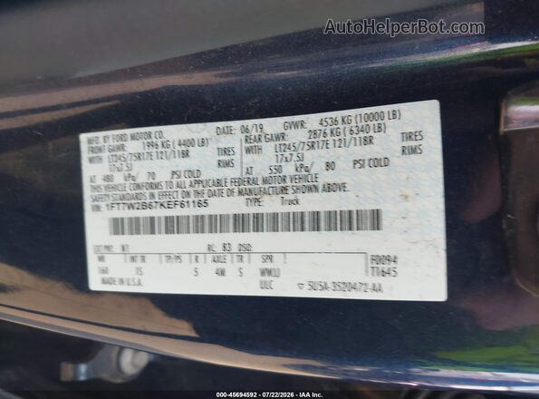 1FT7W2B67KEF61165 2019 FORD F-250 Blue Widok komory silnika