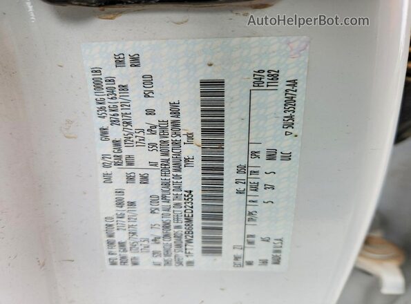 1FT7W2B68MED23554 2021 FORD F250 White ძრავის განყოფილების ხედი