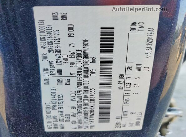 1FT7W2B6XJEB37655 2018 FORD F250 Синий Вид подкапотного пространства