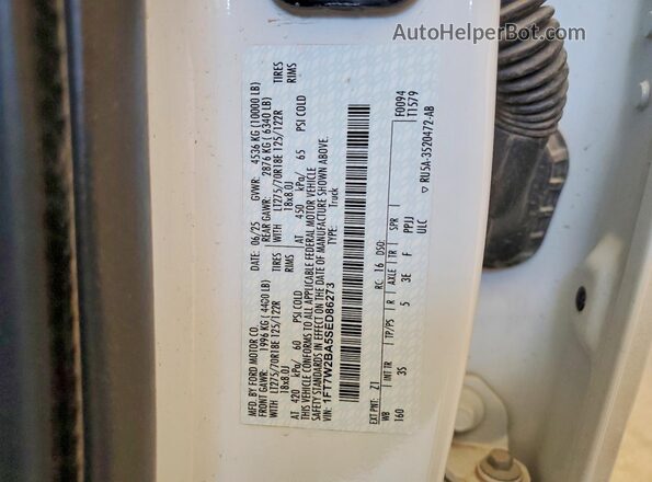 1FT7W2BA5SED86273 2025 FORD F250 White Vista del compartimento del motor