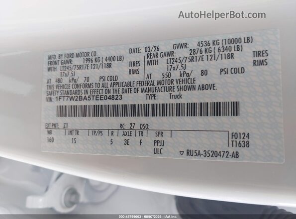 1FT7W2BA5TEE04823 2026 FORD SUPER DUTY F-250 White ძრავის განყოფილების ხედი