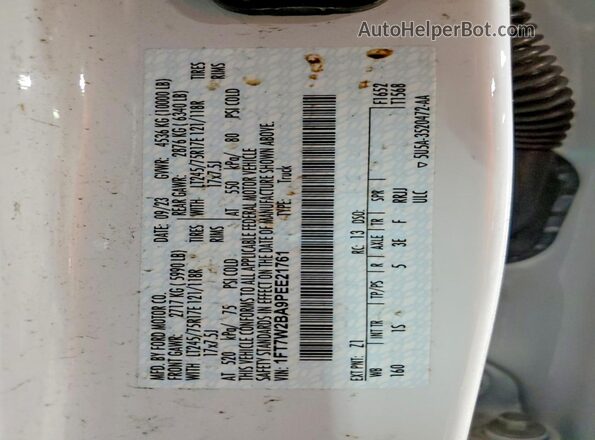 1FT7W2BA9PEE21761 2023 FORD F250 Белый Вид наклейки с VIN-кодом