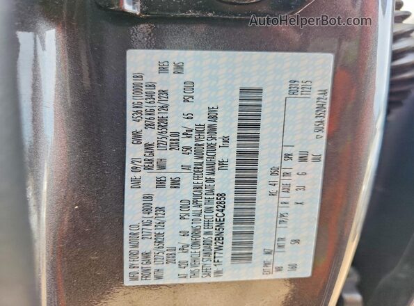 1FT7W2BN5NEC42858 2022 FORD F250 Gray VIN კოდის სტიკერის ხედი