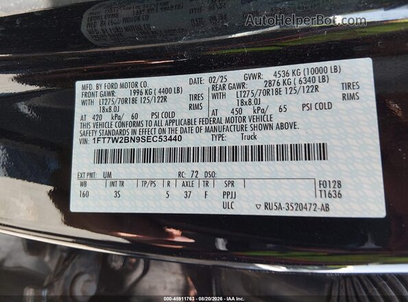 1FT7W2BN9SEC53440 2025 FORD F-250 Black ძრავის განყოფილების ხედი