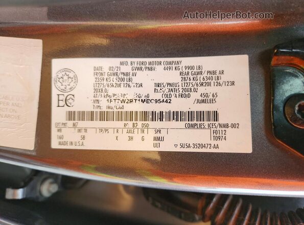 1FT7W2BT1MEC95442 2021 FORD F250 Gray Vista del compartimento del motor