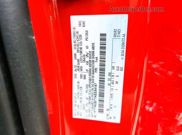 1FT7W2BT1NEE84187 2022 FORD F250 Red Շարժիչի բաժամունքի տեսք