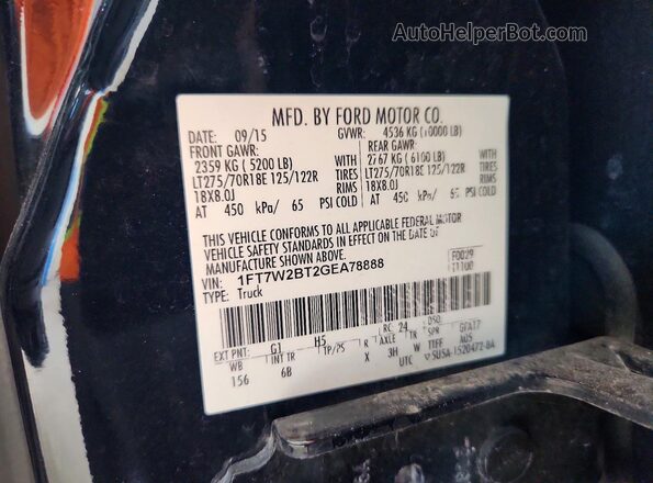 1FT7W2BT2GEA78888 2016 FORD F250 Black Engine compartment view