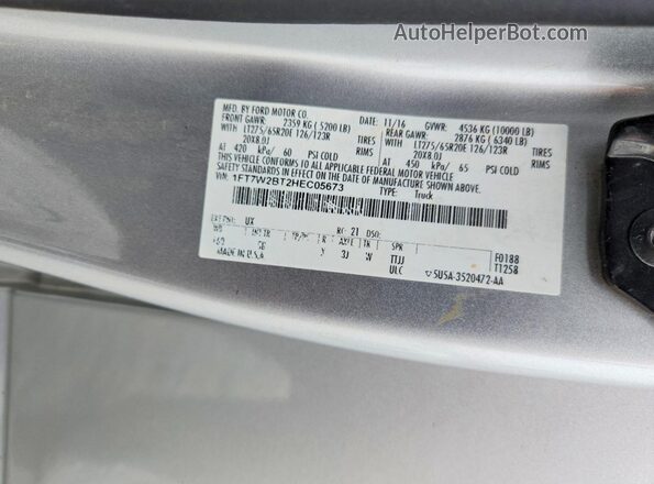 1FT7W2BT2HEC05673 2017 FORD F250 Silver Engine compartment view