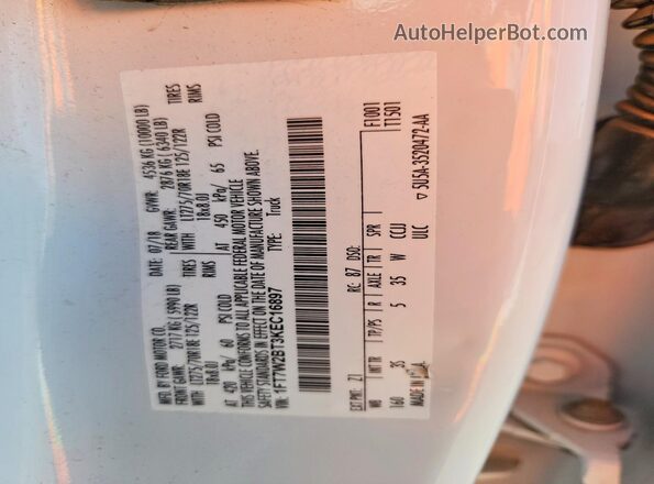 1FT7W2BT3KEC16897 2019 FORD F250 White Շարժիչի բաժամունքի տեսք