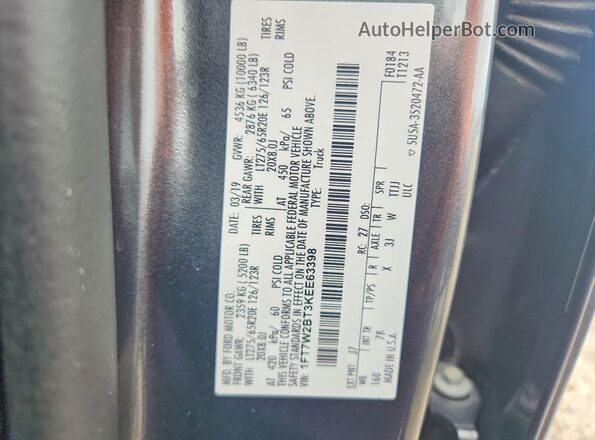1FT7W2BT3KEE63398 2019 FORD F250 Серый Вид подкапотного пространства