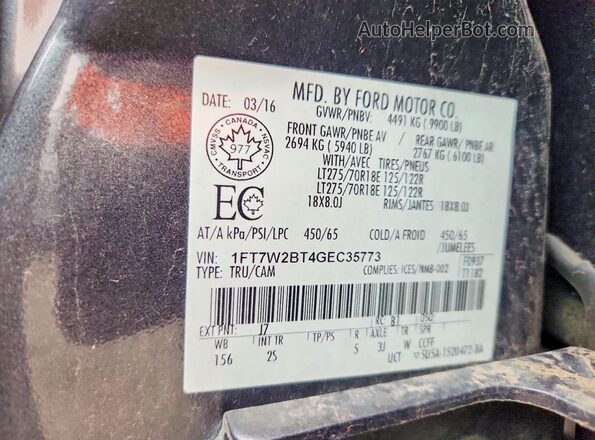 1FT7W2BT4GEC35773 2016 FORD F250 Gray Engine compartment view