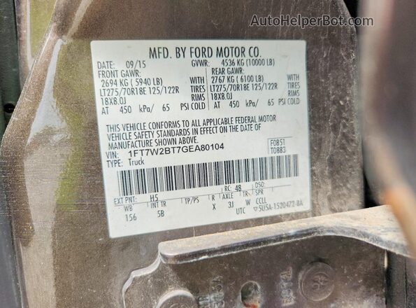 1FT7W2BT7GEA80104 2016 FORD F250 Brown Engine compartment view